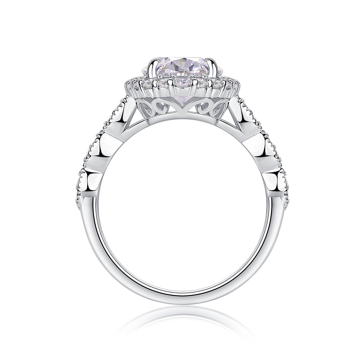 Bright Moon Moissanite Diamond Ring – S925 Sterling Silver Platinum-Plated Jewelry for Women