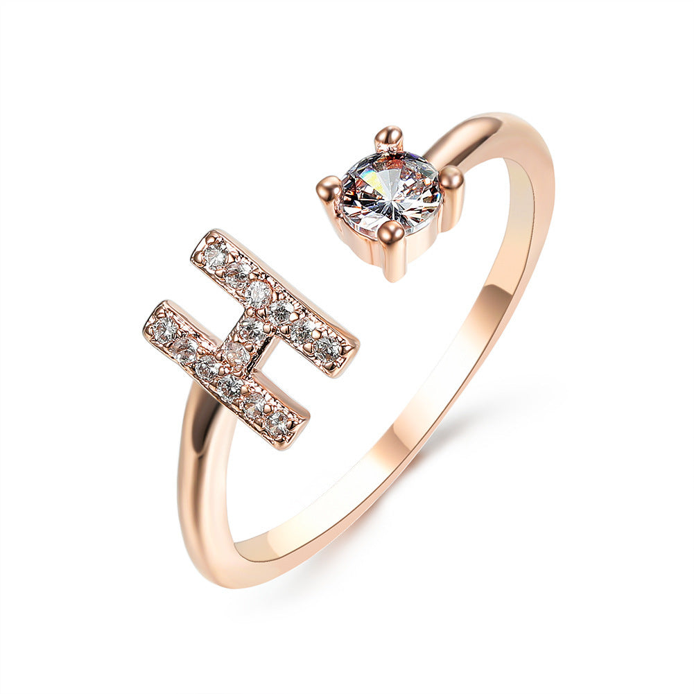 Adjustable 26 Initial Letter Ring – Simple & Elegant Fashion Jewelry for Women