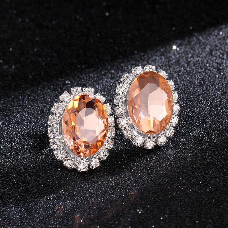 Luxury Oval Rhinestone Crystal Earrings – Elegant Shiny High-Grade Women’s Jewelry