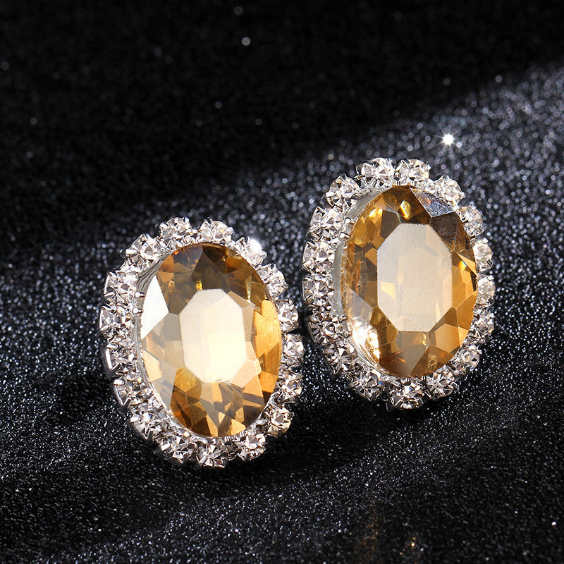 Luxury Oval Rhinestone Crystal Earrings – Elegant Shiny High-Grade Women’s Jewelry