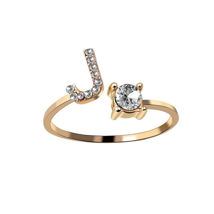 Adjustable 26 Initial Letter Ring – Simple & Elegant Fashion Jewelry for Women