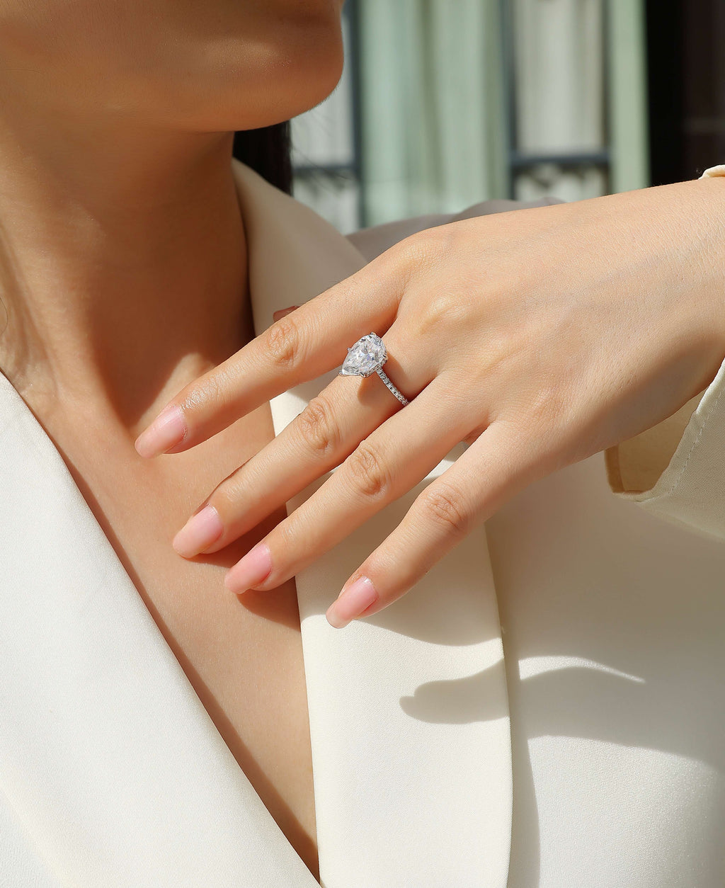 Light & Shadow Moissanite Diamond Ring – S925 Sterling Silver Platinum Jewelry for Women