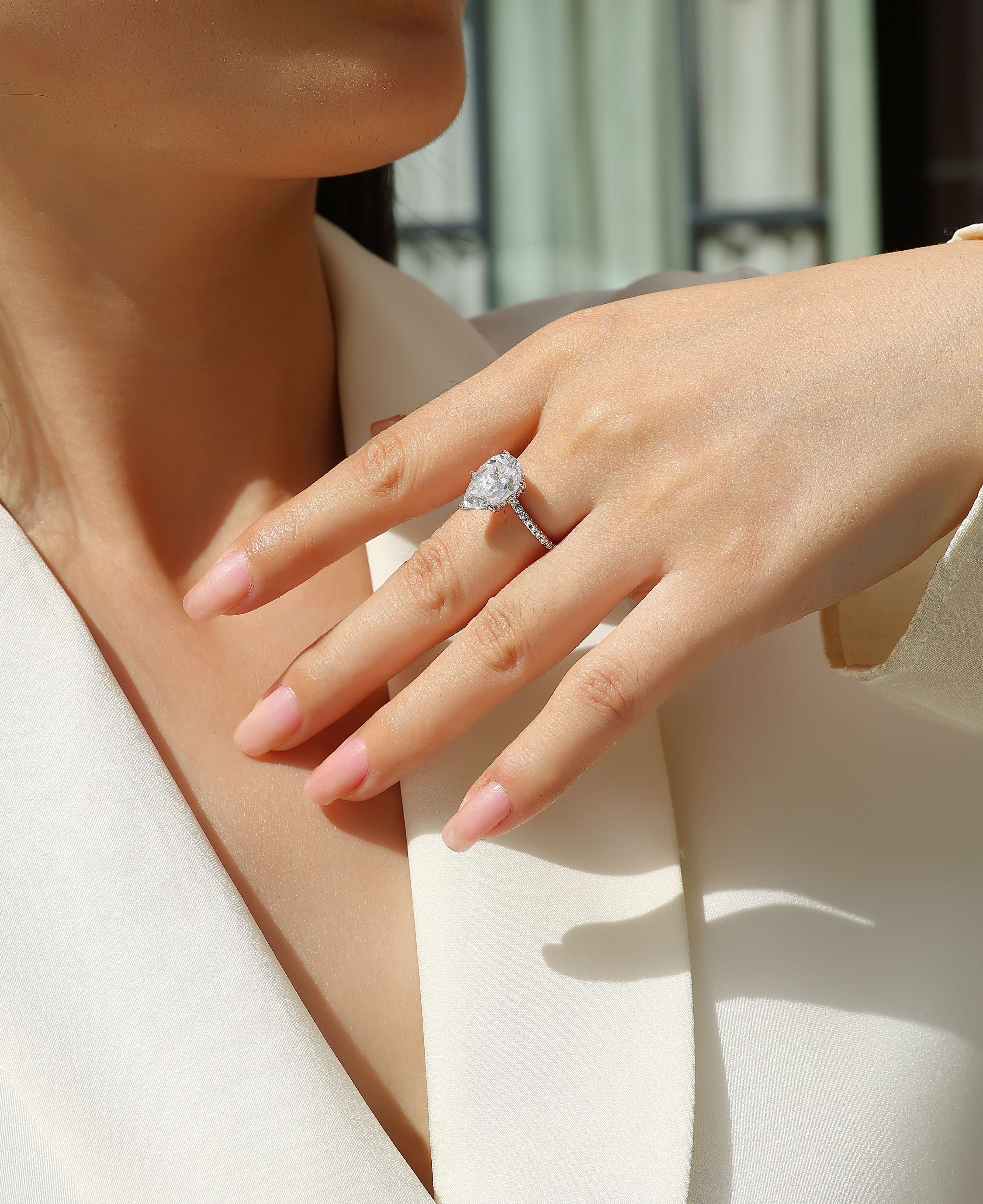 Light & Shadow Moissanite Diamond Ring – S925 Sterling Silver Platinum Jewelry for Women