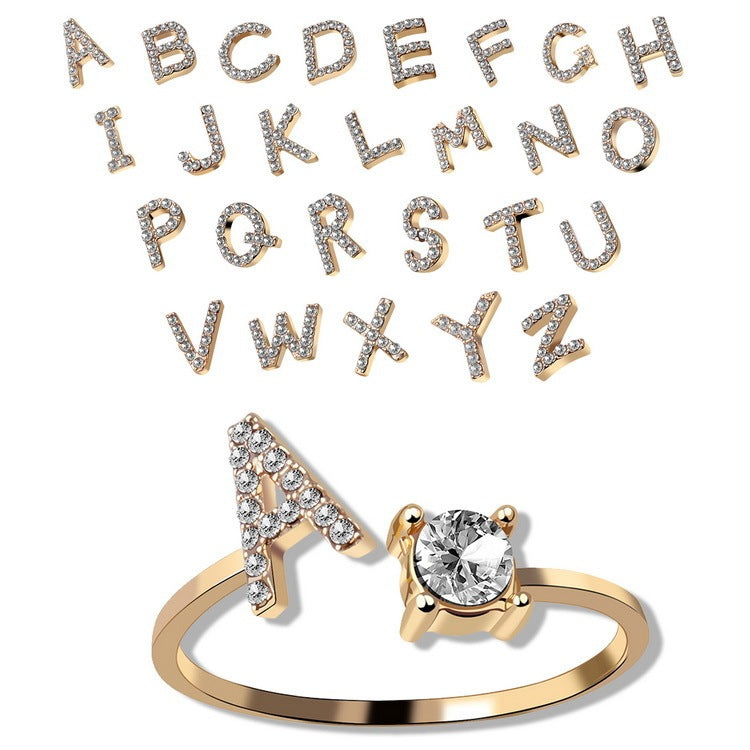 Adjustable 26 Initial Letter Ring – Simple & Elegant Fashion Jewelry for Women