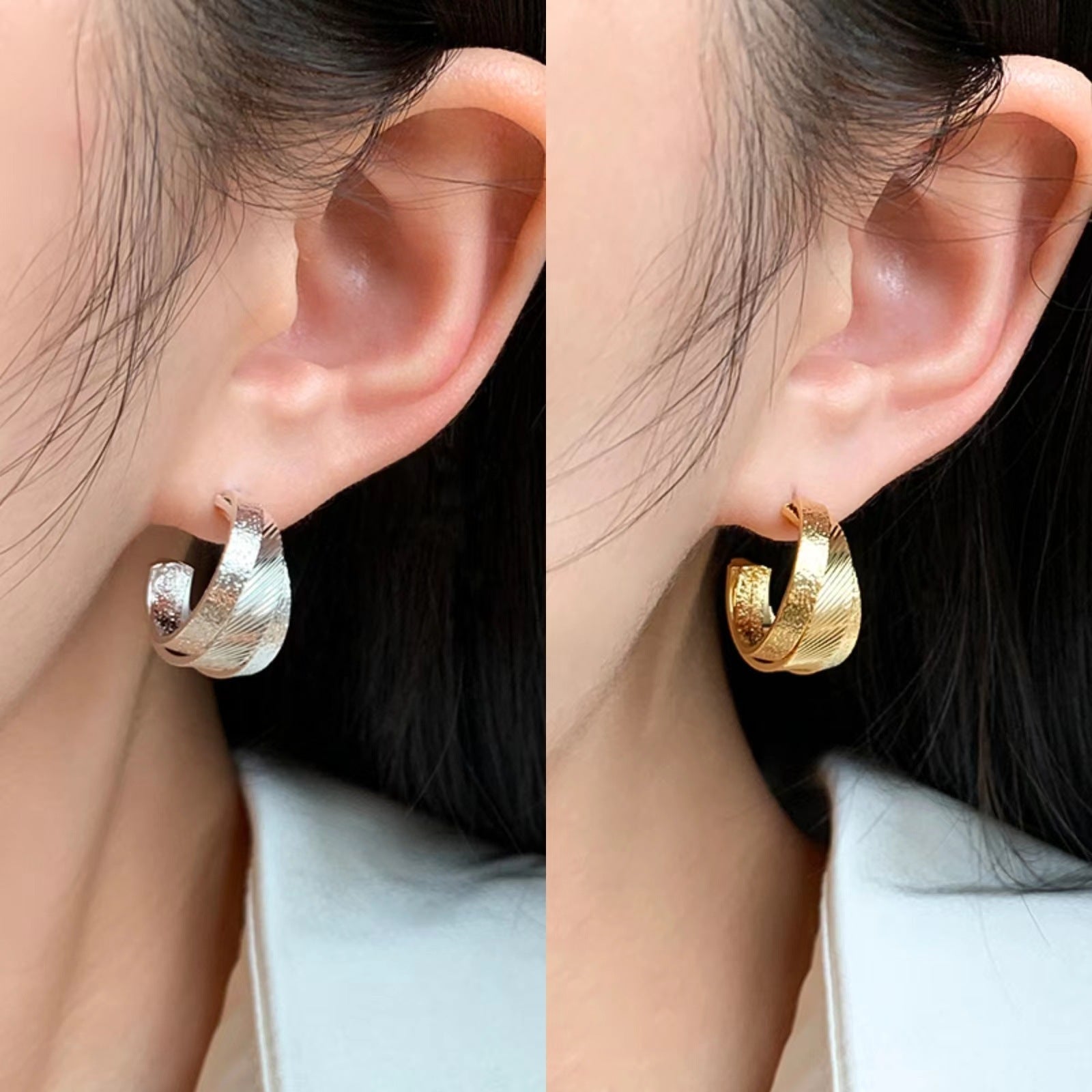 Elegant Gold and Silver Women’s Earrings – Classic Stylish Fashion Jewelry