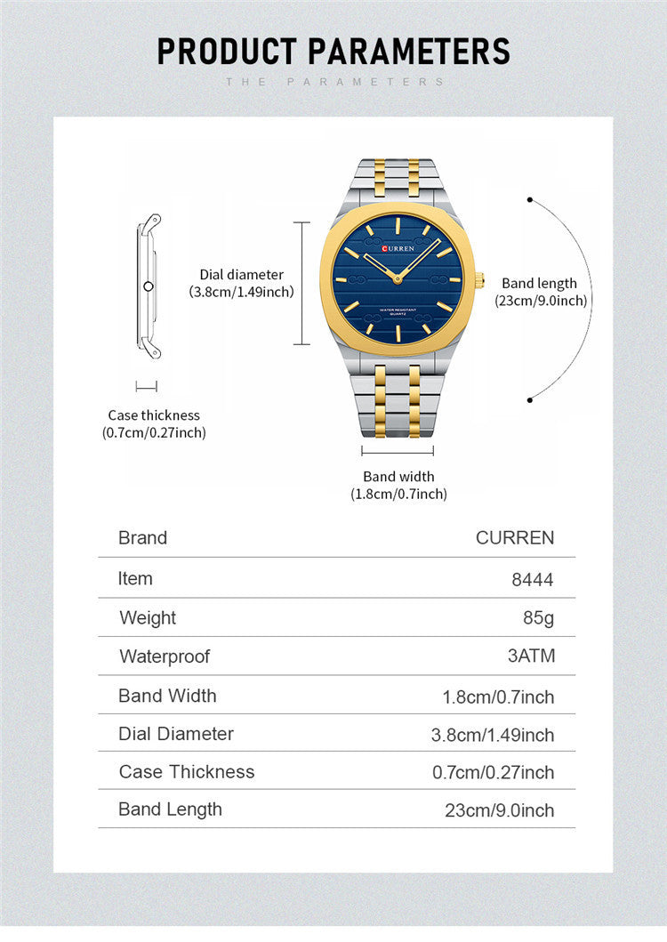 Steel Watch with Simple Calendar – Large Dial Ultra-Thin Minimalist Timepiece