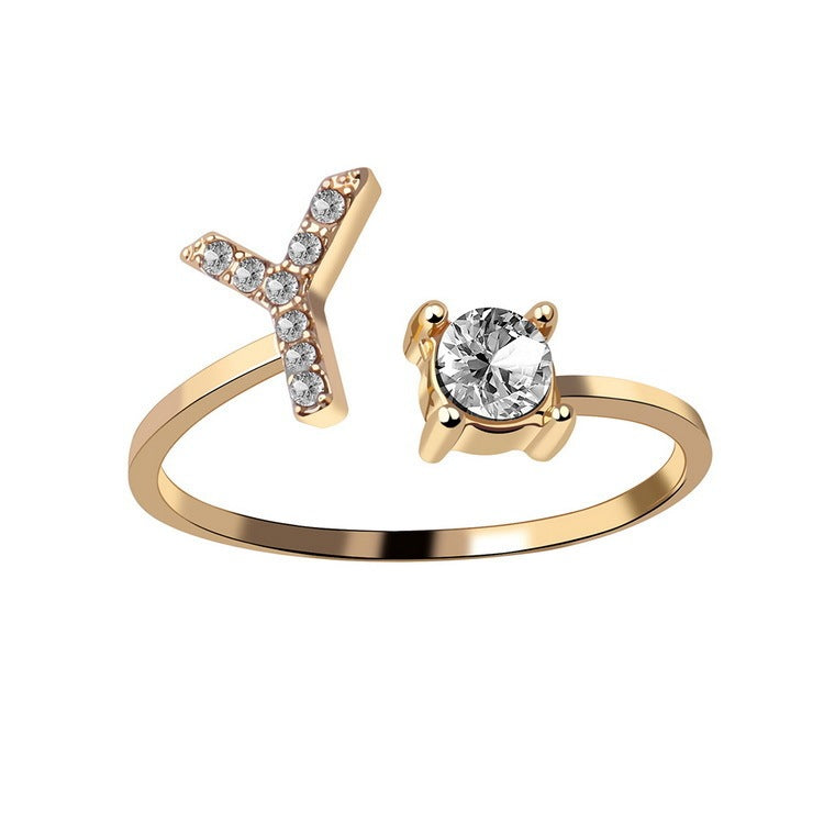 Adjustable 26 Initial Letter Ring – Simple & Elegant Fashion Jewelry for Women