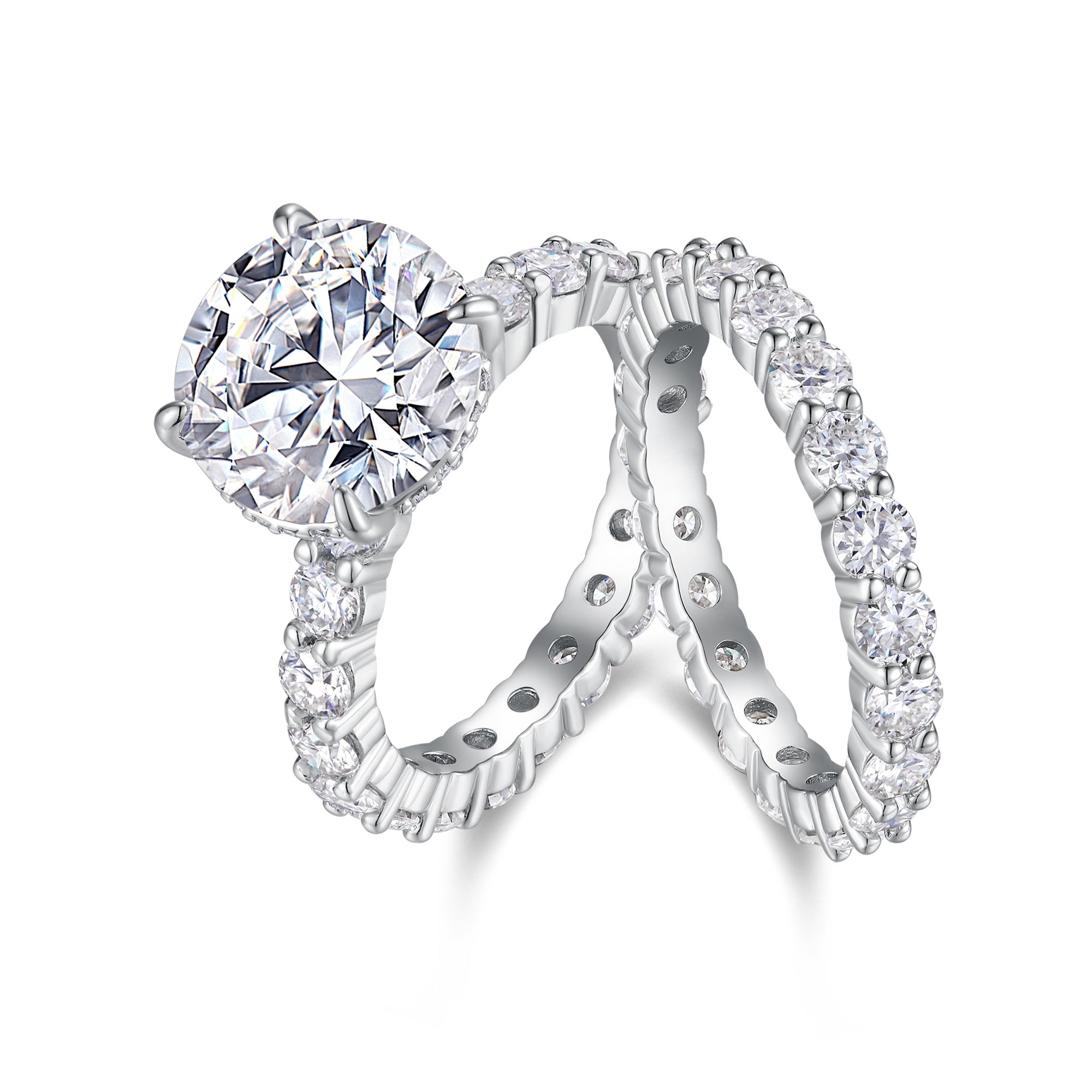 Time Vow Moissanite Diamond Ring Set – 5-Carat S925 Sterling Silver Platinum-Plated Jewelry for Couples