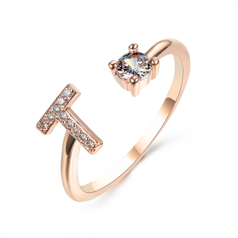 Adjustable 26 Initial Letter Ring – Simple & Elegant Fashion Jewelry for Women