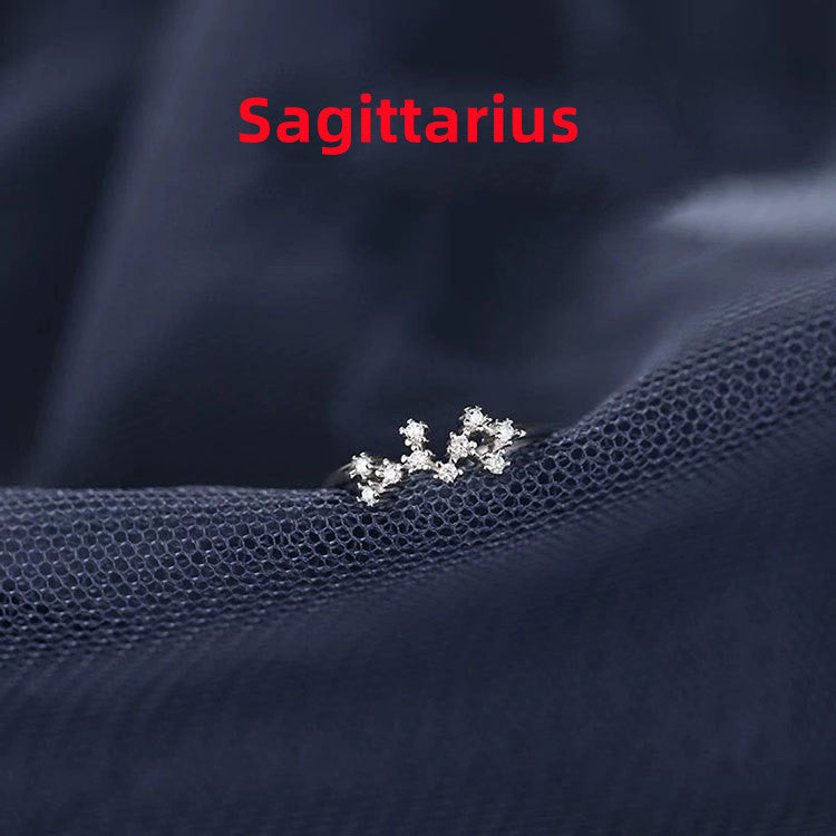 Zodiac Sign Ring – Adjustable S925 Sterling Silver Astrology Jewelry for Women & Men