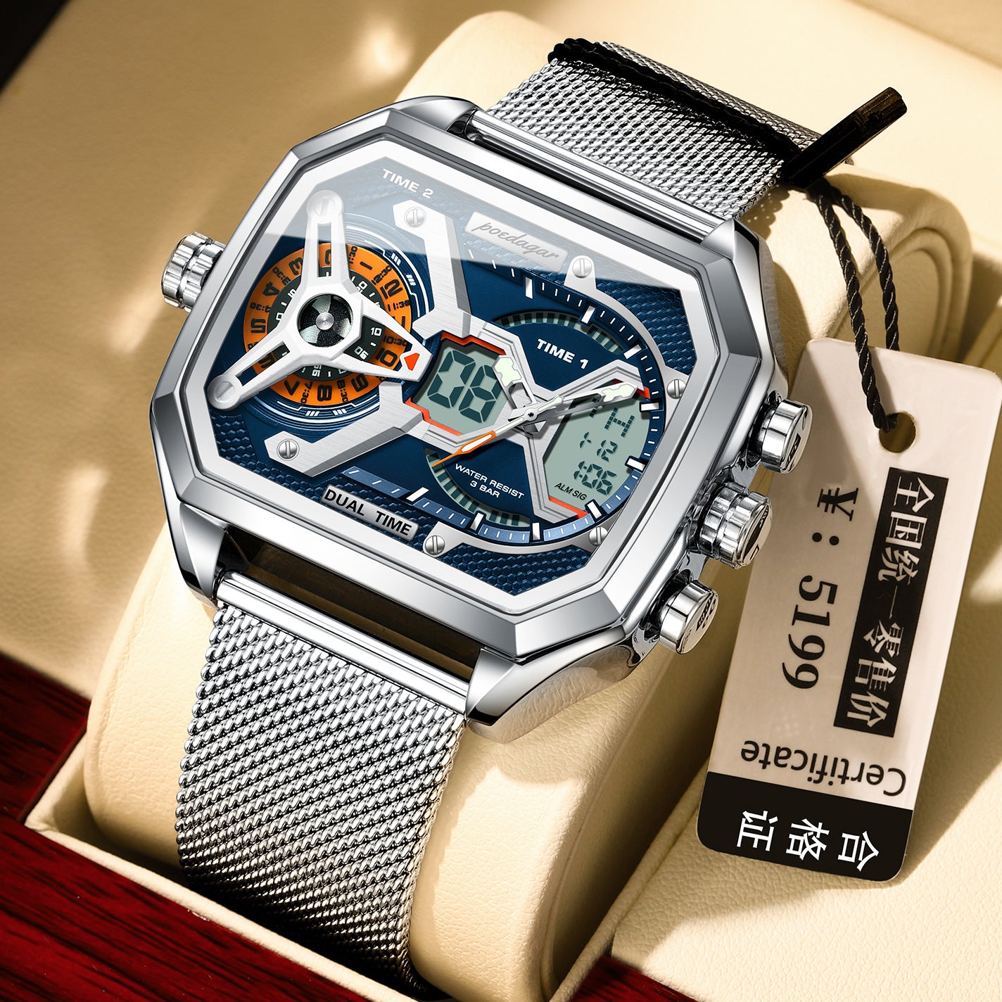 Multifunctional Waterproof Luminous Men’s Watch – Sporty Digital Timepiece