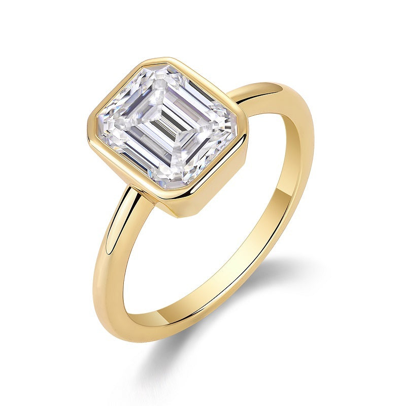 Pagoda Moissanite Diamond Ring – S925 Sterling Silver Gold-Plated Luxury Jewelry for Women