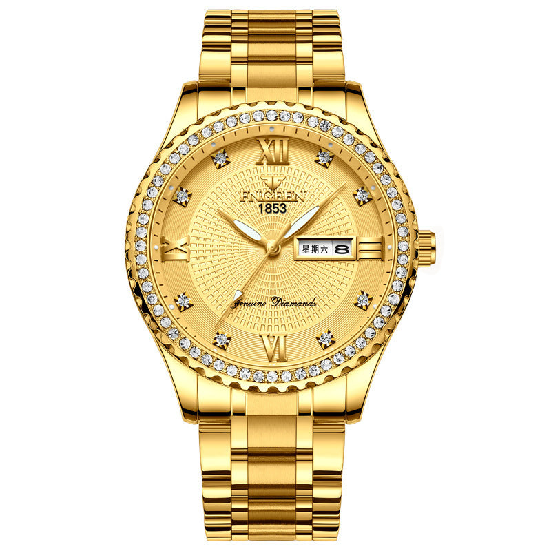 Men’s Luxury Gold Stainless Steel Luminous Quartz Watch