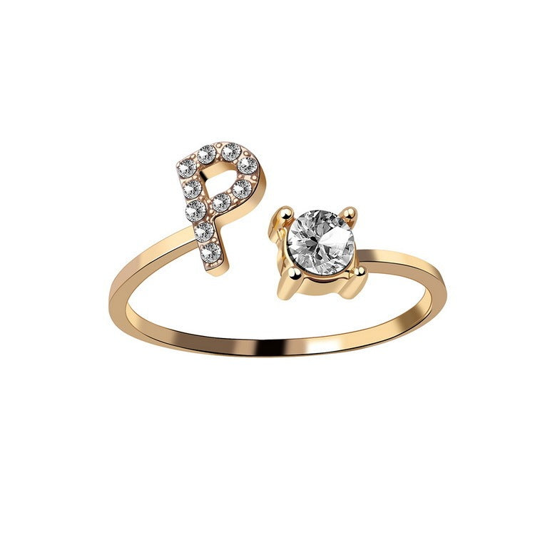Adjustable 26 Initial Letter Ring – Simple & Elegant Fashion Jewelry for Women