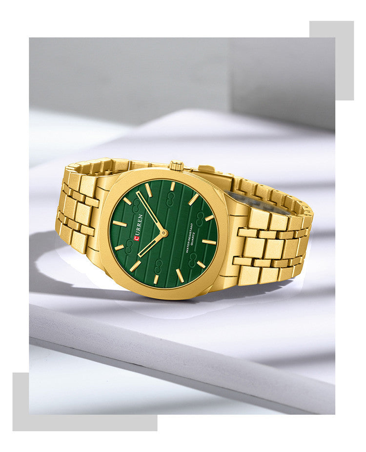 Steel Watch with Simple Calendar – Large Dial Ultra-Thin Minimalist Timepiece