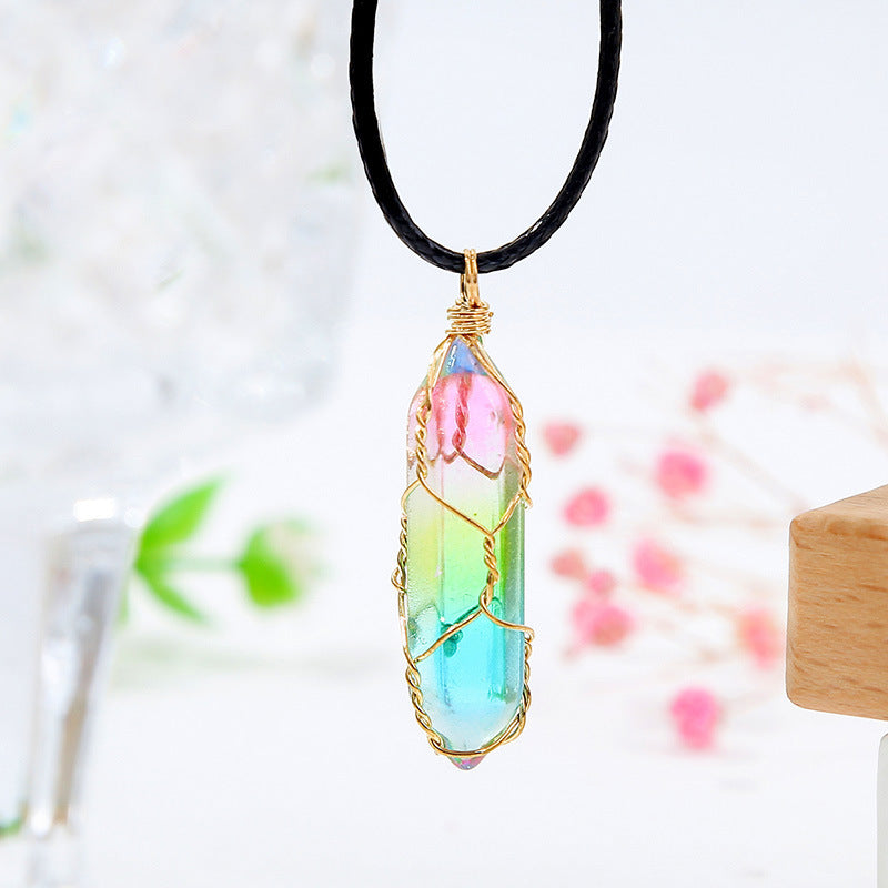 Elegant Transparent Crystal Geometric Pendant Necklace for Women