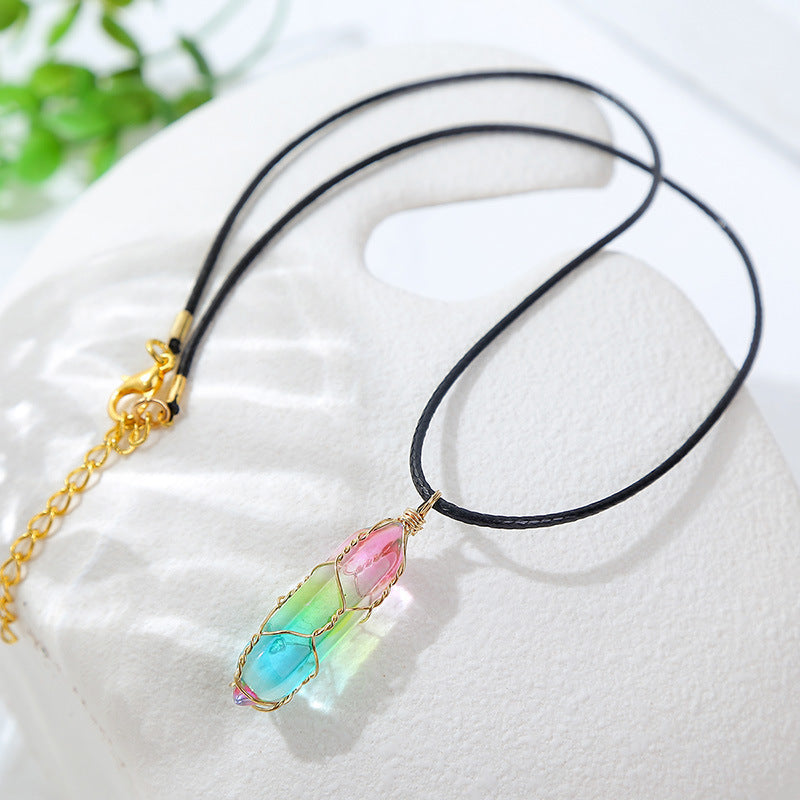 Elegant Transparent Crystal Geometric Pendant Necklace for Women