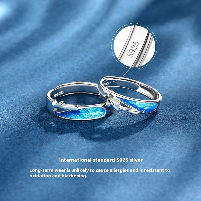 Ferris Wheel Coral Sea Ring – S925 Silver Adjustable Geometric Ring