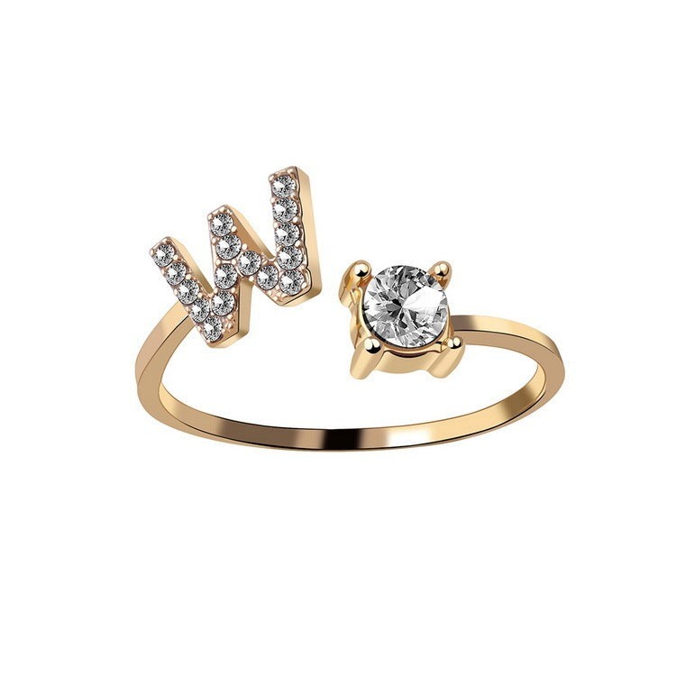 Adjustable 26 Initial Letter Ring – Simple & Elegant Fashion Jewelry for Women