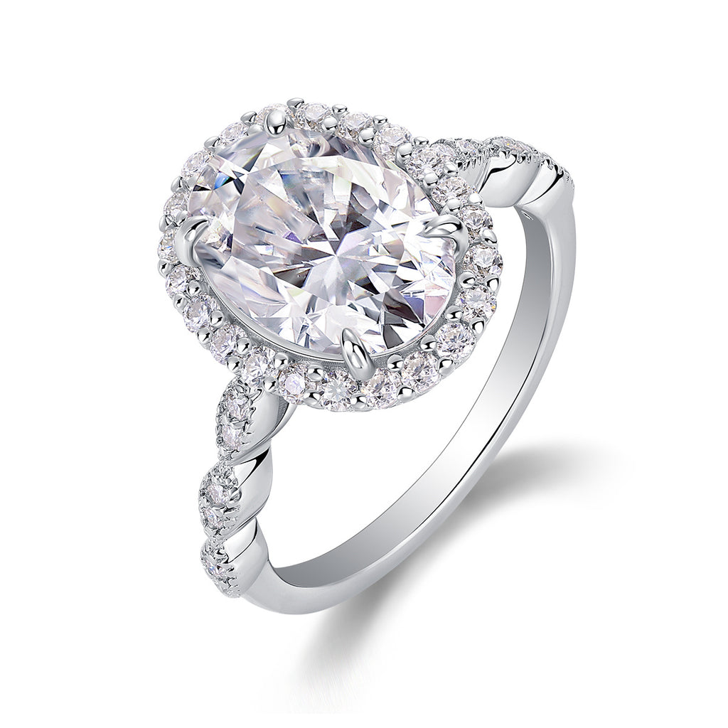 Bright Moon Moissanite Diamond Ring – S925 Sterling Silver Platinum-Plated Jewelry for Women