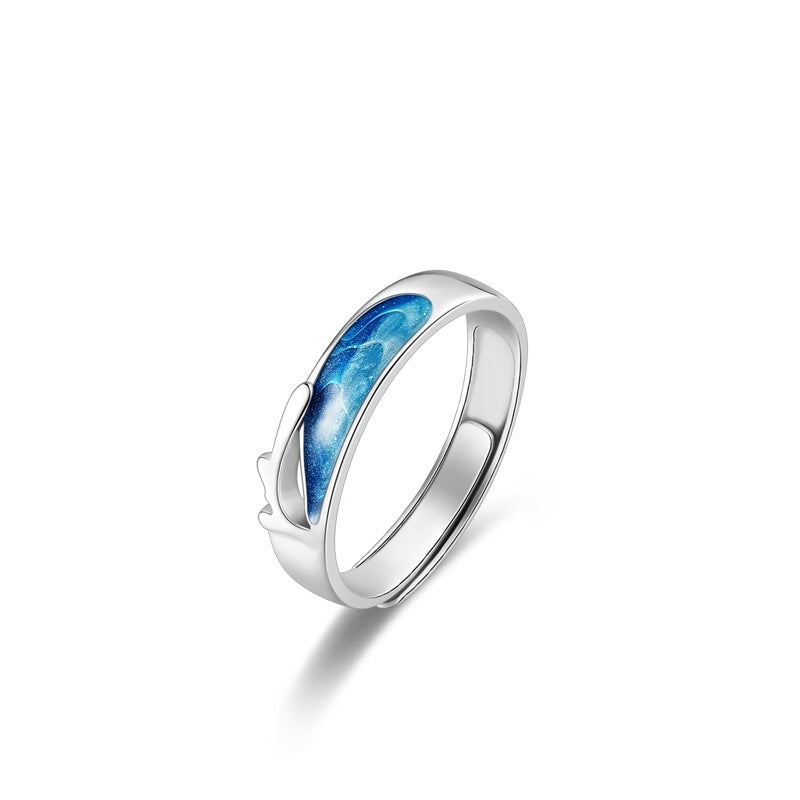 Ferris Wheel Coral Sea Ring – S925 Silver Adjustable Geometric Ring