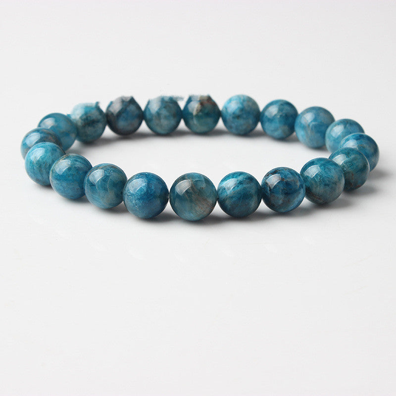 Natural Blue Apatite Bracelet – Elastic Beaded Jewelry for Men & Women