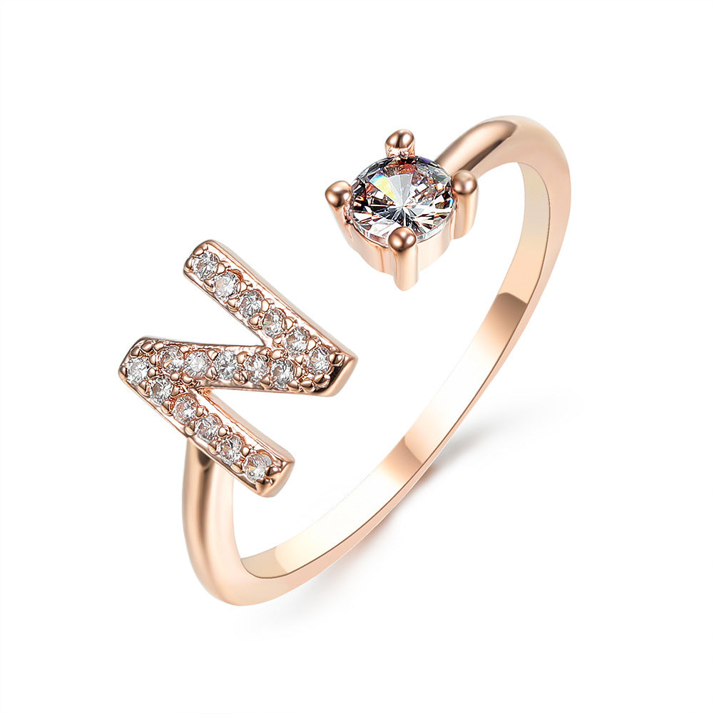 Adjustable 26 Initial Letter Ring – Simple & Elegant Fashion Jewelry for Women