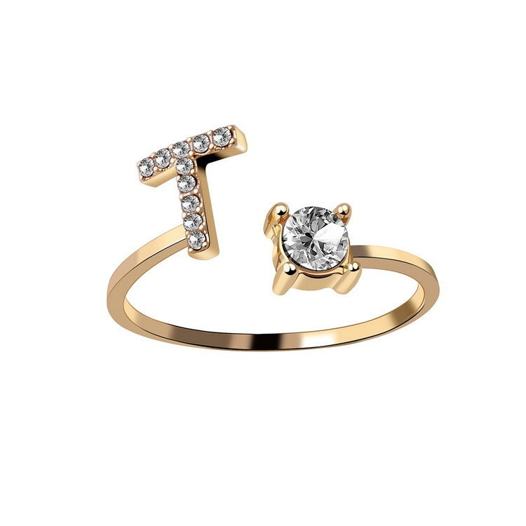 Adjustable 26 Initial Letter Ring – Simple & Elegant Fashion Jewelry for Women