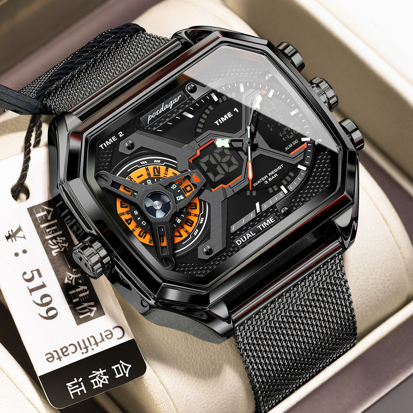 Multifunctional Waterproof Luminous Men’s Watch – Sporty Digital Timepiece