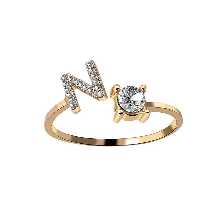Adjustable 26 Initial Letter Ring – Simple & Elegant Fashion Jewelry for Women