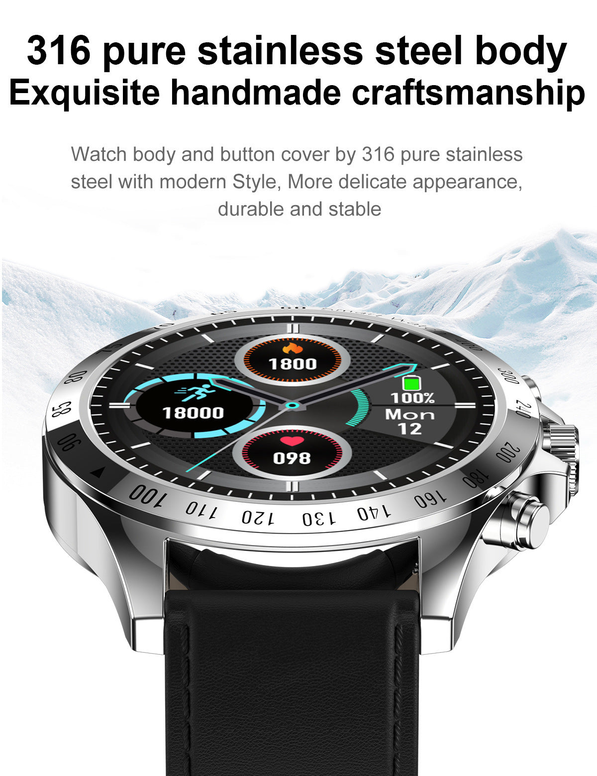 LW09 Business Smartwatch – Heart Rate & Blood Pressure Monitor