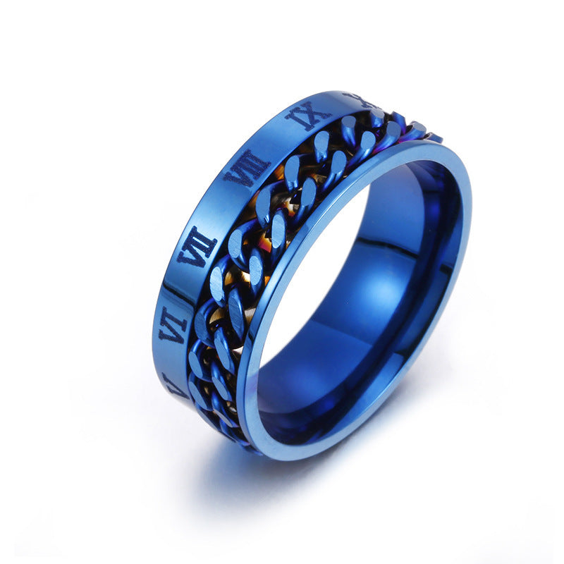 Roman Letter Rotatable Ring – Titanium Steel Digital Spinner & Bottle Opener Ring for Men & Couples