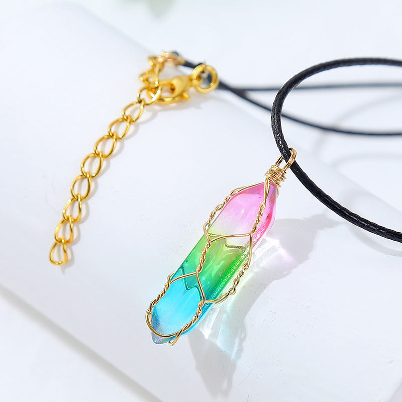 Elegant Transparent Crystal Geometric Pendant Necklace for Women