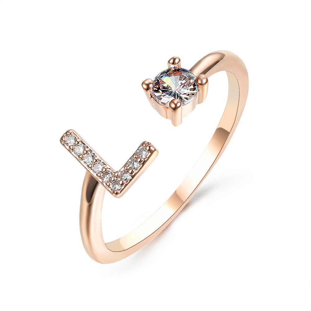 Adjustable 26 Initial Letter Ring – Simple & Elegant Fashion Jewelry for Women