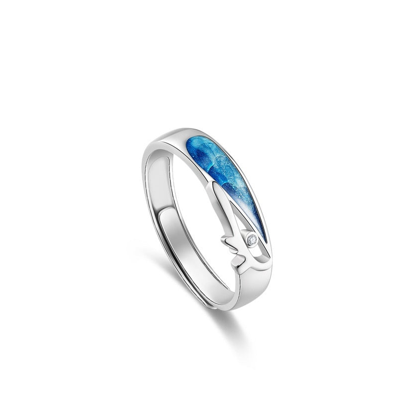 Ferris Wheel Coral Sea Ring – S925 Silver Adjustable Geometric Ring
