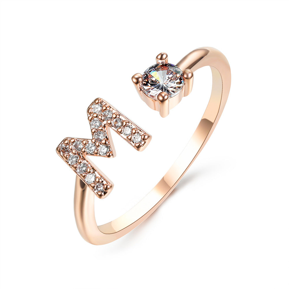 Adjustable 26 Initial Letter Ring – Simple & Elegant Fashion Jewelry for Women