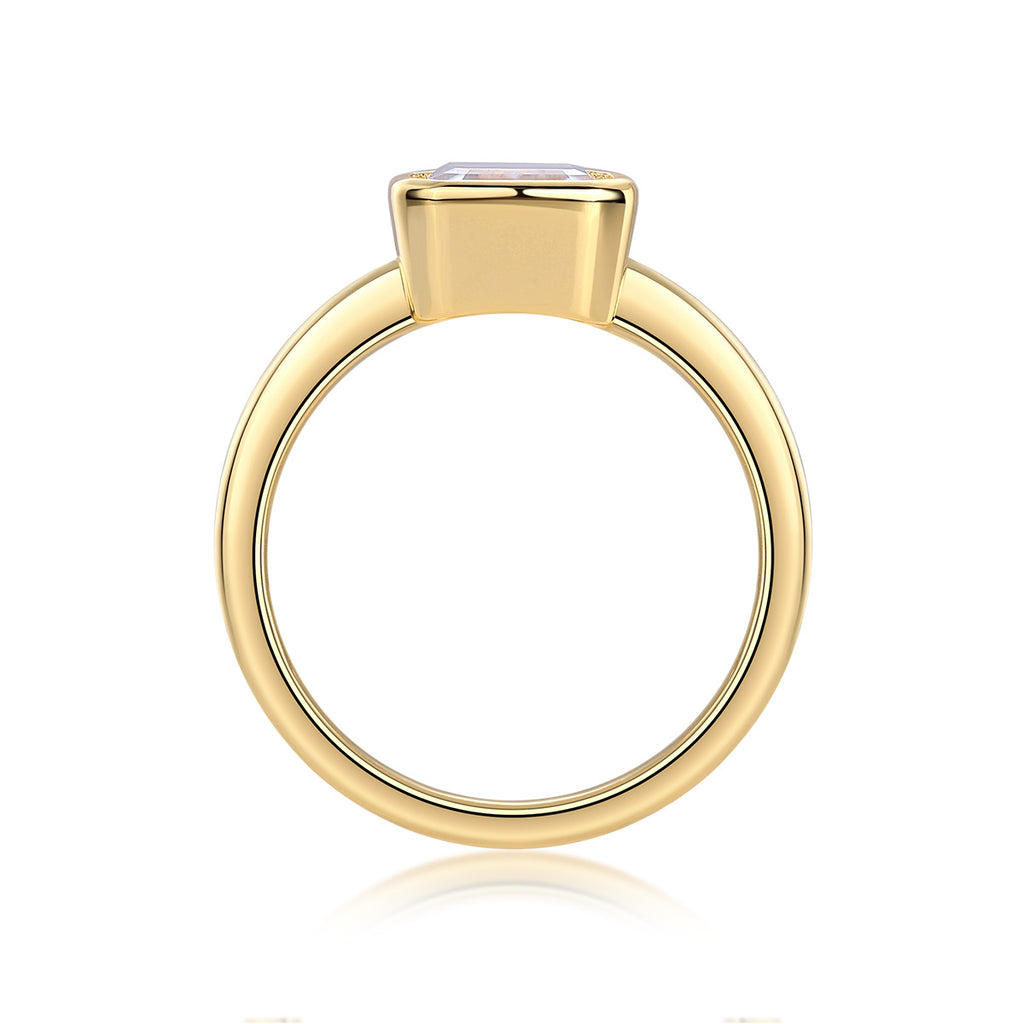 Pagoda Moissanite Diamond Ring – S925 Sterling Silver Gold-Plated Luxury Jewelry for Women
