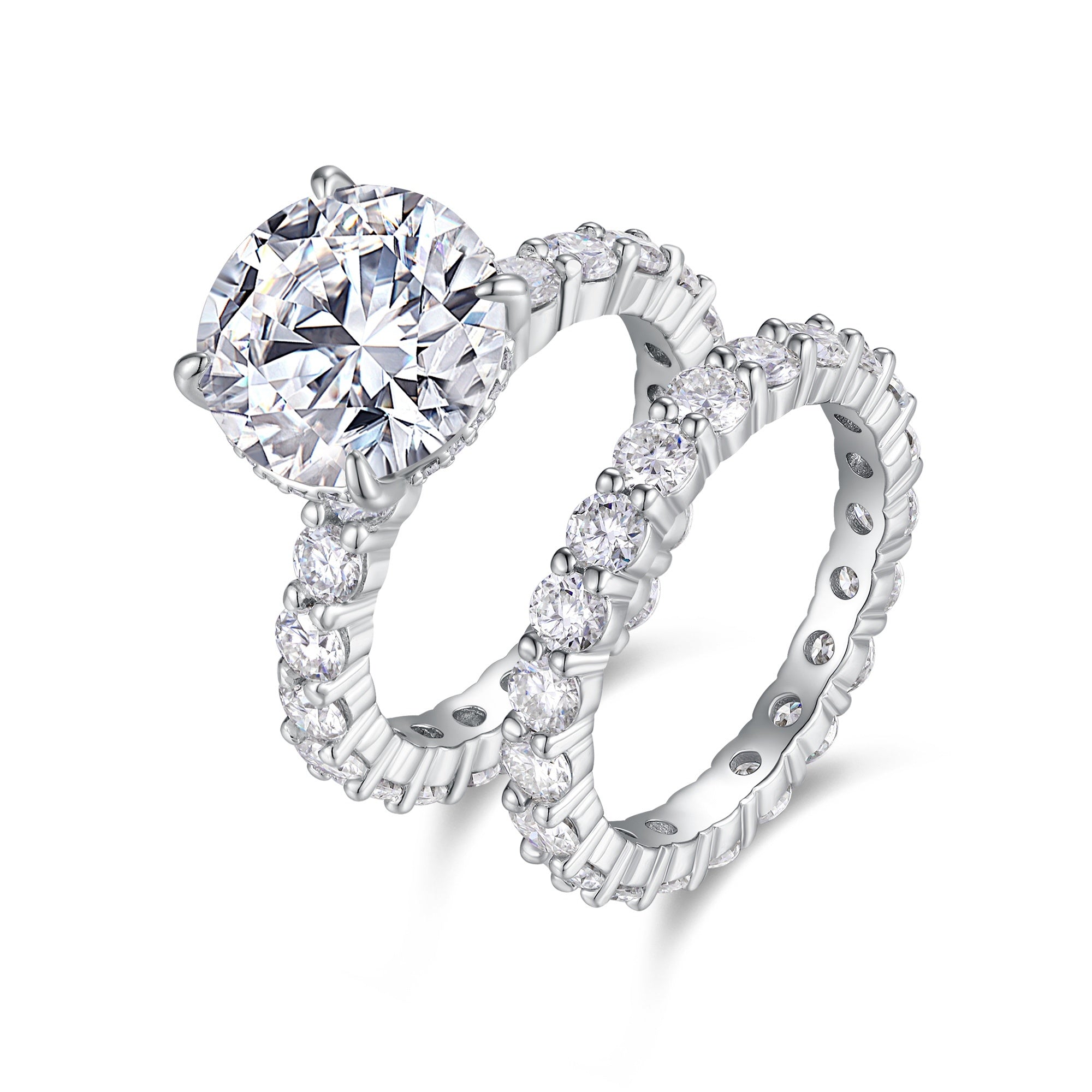 Time Vow Moissanite Diamond Ring Set – 5-Carat S925 Sterling Silver Platinum-Plated Jewelry for Couples