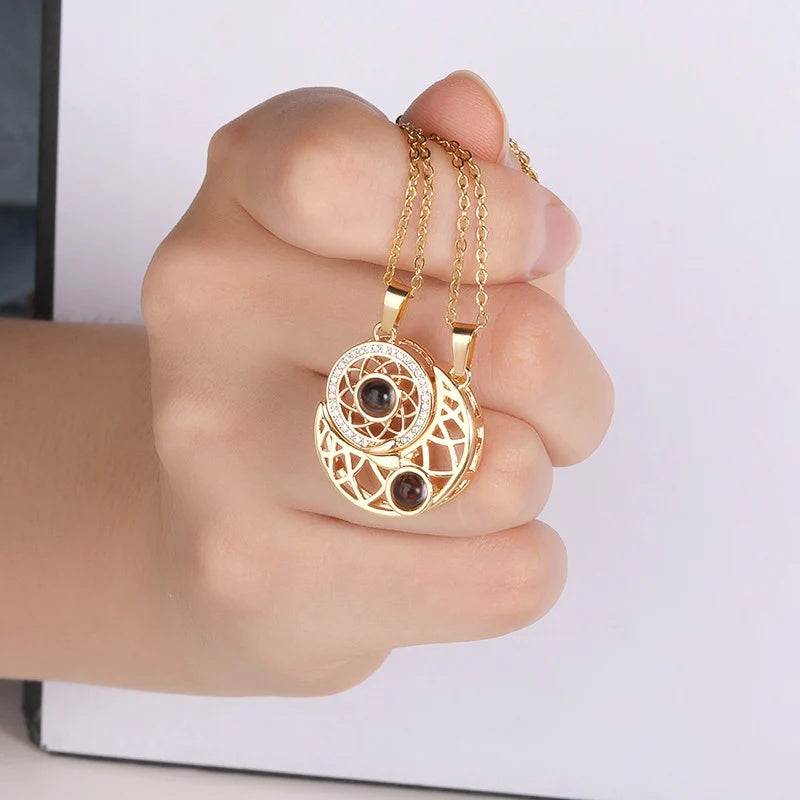 Love You to the Moon and Back Necklace – Romantic Crescent Moon Pendant for Women