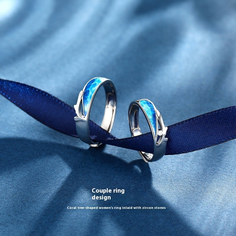 Ferris Wheel Coral Sea Ring – S925 Silver Adjustable Geometric Ring