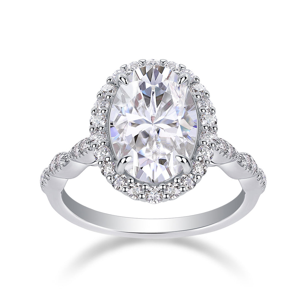 Bright Moon Moissanite Diamond Ring – S925 Sterling Silver Platinum-Plated Jewelry for Women