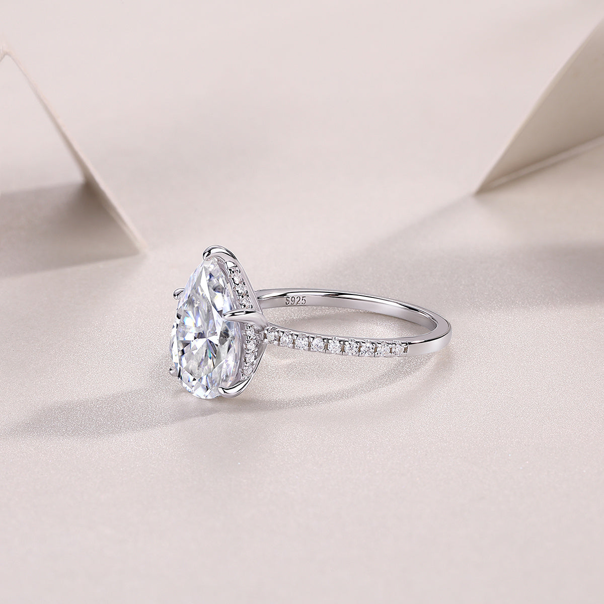 Light & Shadow Moissanite Diamond Ring – S925 Sterling Silver Platinum Jewelry for Women