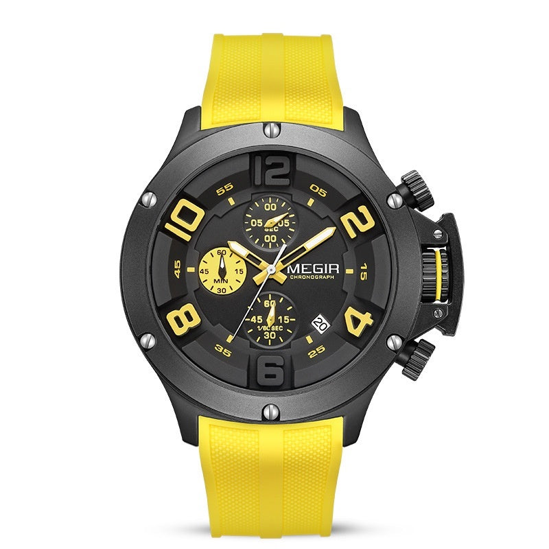 Megir Men’s Multi-Function Chronograph Sports Quartz Watch with Silicone Band