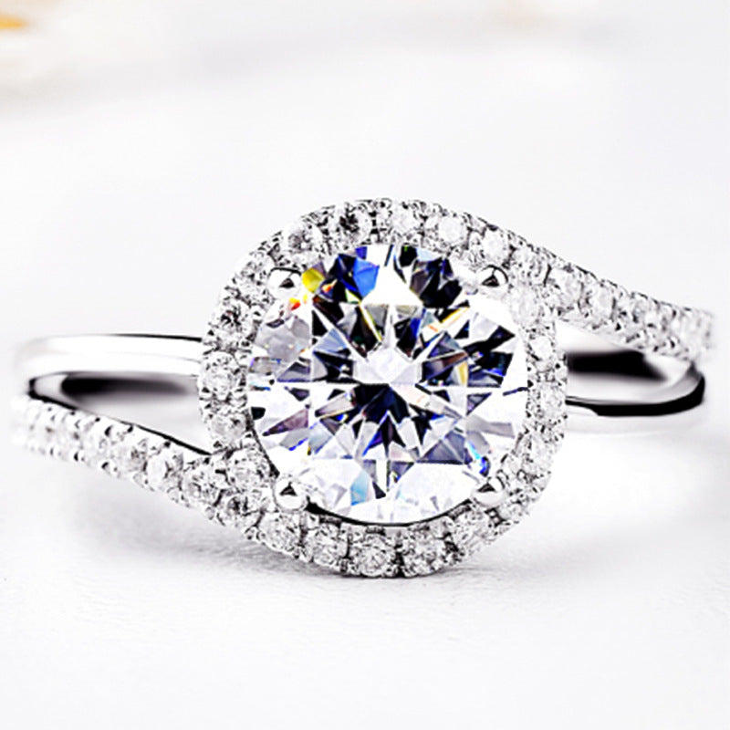 Elegant Diamond Twist Ring – Shining Crystal Surround Design for Women