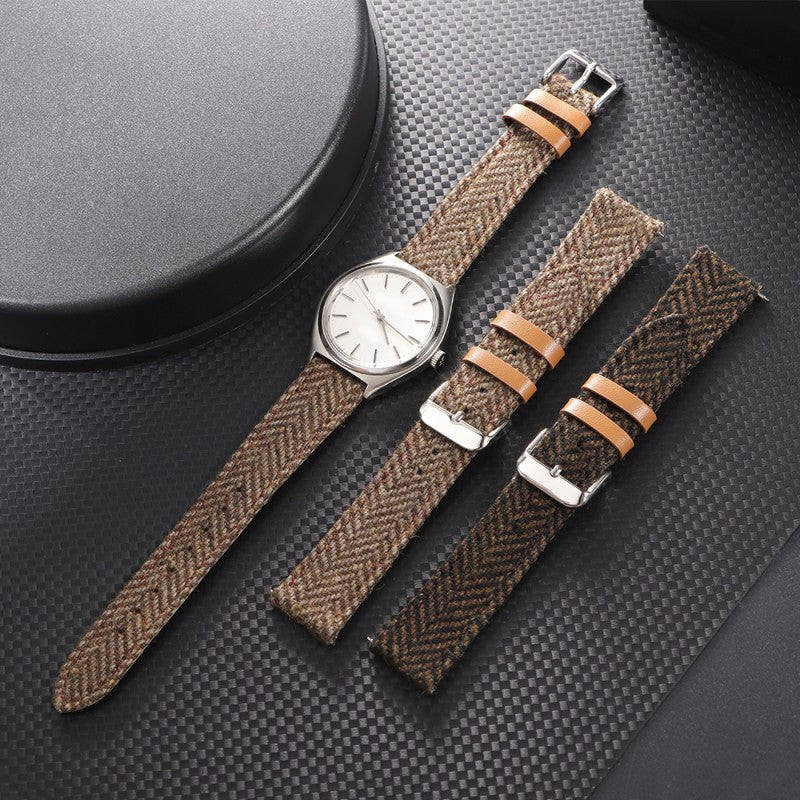 Tweed Vintage Leather Watch Strap – Classic Replacement Belt for Men’s Watches