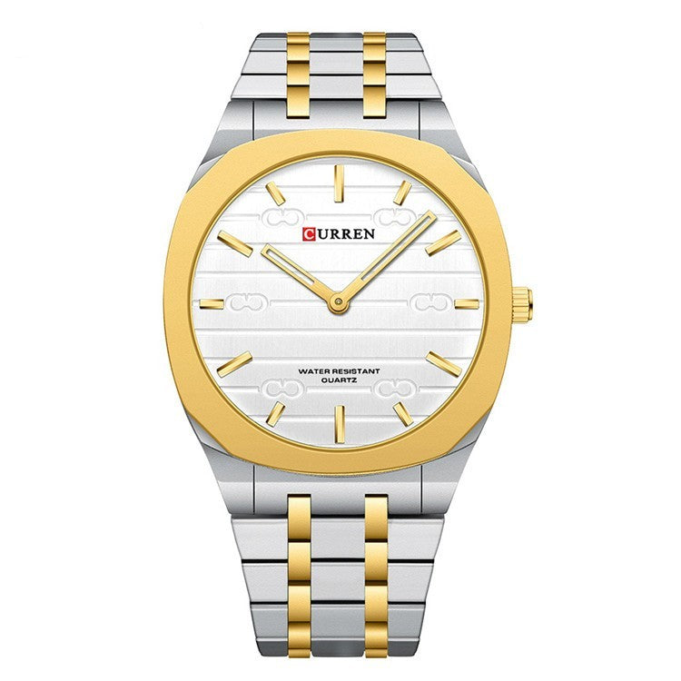 Steel Watch with Simple Calendar – Large Dial Ultra-Thin Minimalist Timepiece