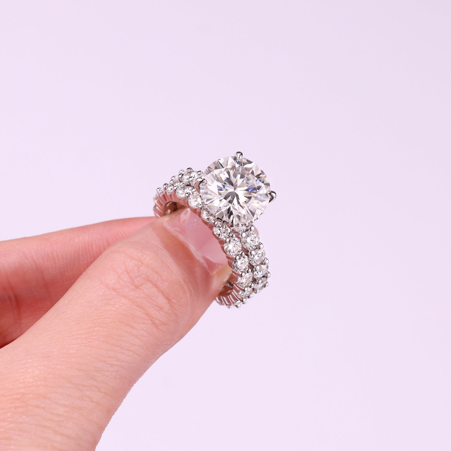 Time Vow Moissanite Diamond Ring Set – 5-Carat S925 Sterling Silver Platinum-Plated Jewelry for Couples