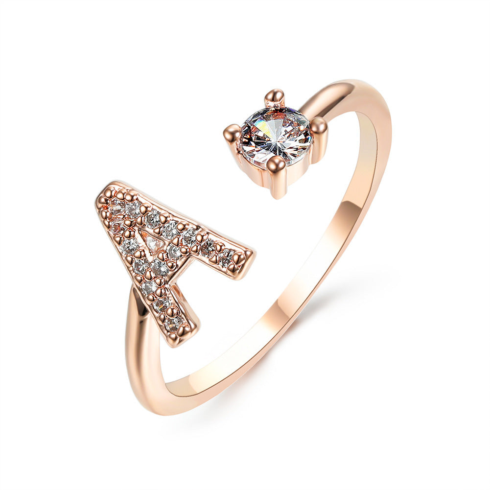 Adjustable 26 Initial Letter Ring – Simple & Elegant Fashion Jewelry for Women