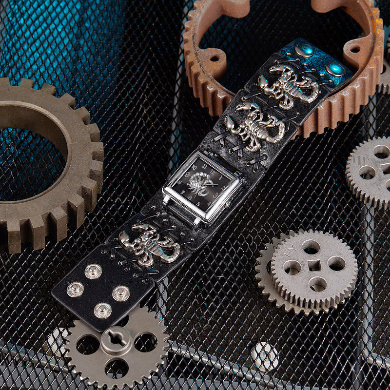 Factory Punk Scorpion Ghost Head Watch – Bold Bracelet Belt Design for Men