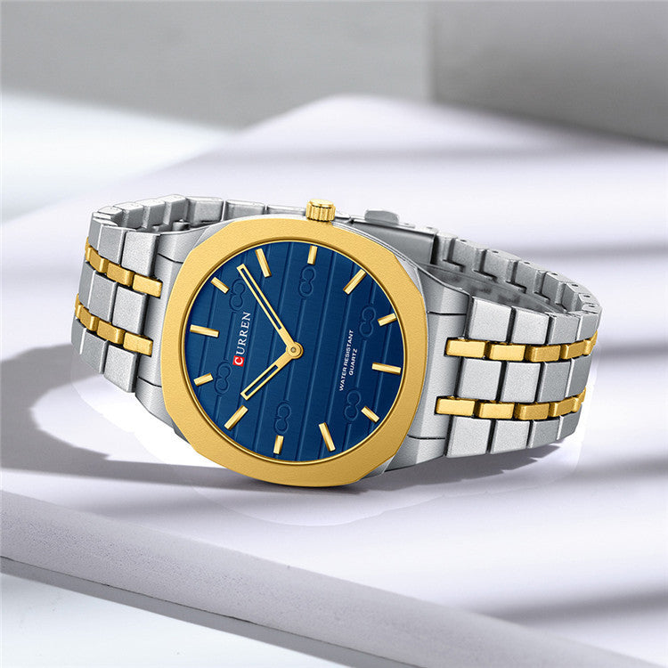 Steel Watch with Simple Calendar – Large Dial Ultra-Thin Minimalist Timepiece